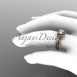 14kt rose gold diamond engagement ring with a Forever One Moissanite center stone ADLR218