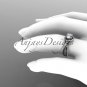 14kt white gold diamond engagement ring with a Forever One Moissanite center stone ADLR218