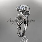 platinum diamond engagement ring with a Forever One Moissanite  center stone ADLR219