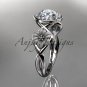 platinum diamond engagement ring with a Forever One Moissanite  center stone ADLR219