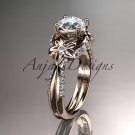 14kt rose gold diamond engagement ring with a Forever One Moissanite  center stone ADLR220