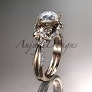 14kt rose gold diamond engagement ring with a "Forever Brilliant" Moissanite center stone ADLR221