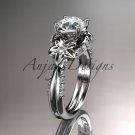 14kt white gold diamond engagement ring with a "Forever Brilliant" Moissanite center stone ADLR221