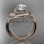 14kt rose gold diamond engagement ring with a Forever One Moissanite center stone ADLR222