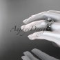 14kt white gold diamond engagement set with a Forever One Moissanite center stone ADLR222