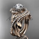 14kt rose gold diamond engagement set with a Forever One Moissanite  center stone ADLR222