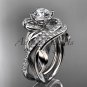 Platinum diamond engagement set with a "Forever Brilliant" Moissanite center stone ADLR222