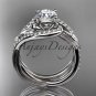Platinum diamond engagement set with a "Forever Brilliant" Moissanite center stone ADLR222