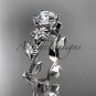 Platinum diamond engagement ring with aForever One Moissanite center stone ADLR223