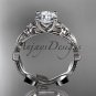 14kt white gold diamond engagement ring with a Forever One Moissanite center stone ADLR223