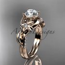 14k rose gold diamond engagement ring with a Forever One Moissanite  center stone ADLR224