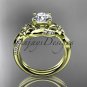 14k yellow gold diamond engagement ring with a Forever One Moissanite center stone ADLR224
