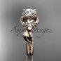 14k rose gold diamond engagement ring with a Forever One Moissanite center stone ADLR224