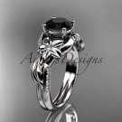 14k white gold diamond engagement ring with a Black Diamond center stone ADLR224