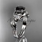 14k white gold diamond engagement ring with a Black Diamond center stone ADLR224