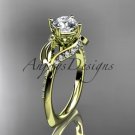 14k yellow gold diamond engagement ring with a Forever One Moissanite center stone ADLR225