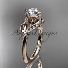 14k rose gold diamond engagement ring with a Forever One Moissanite center stone ADLR225