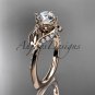 14k rose gold diamond engagement ring with a Forever One Moissanite center stone ADLR225