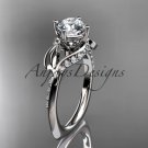 14k white gold diamond engagement ring with a Forever One Moissanite center stone ADLR225