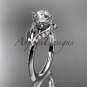 14k white gold diamond engagement ring with a Forever One Moissanite center stone ADLR225