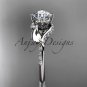 14k white gold diamond engagement ring with a Forever One Moissanite center stone ADLR225