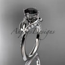 14k white gold diamond engagement ring with a Black Diamond center stone ADLR225