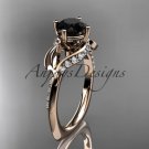 14k rose gold diamond engagement ring with a Black Diamond center stone ADLR225