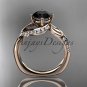 14k rose gold diamond engagement ring with a Black Diamond center stone ADLR225