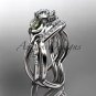 14kt white gold diamond tulip flower, wedding set, leaf and vine engagement set ADLR226