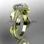 14kt yellow gold diamondengagement ring with a Forever One Moissanite  center stone ADLR229