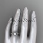 14kt white gold diamond pearl unique engagement ring, wedding ring AP383