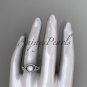 14kt white gold diamond pearl unique engagement set, wedding ring AP383S