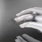 Platinum  diamond pearl unique engagement set, wedding ring AP383S