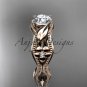 14k rose gold leaf and flower diamond unique engagement ring ADLR382