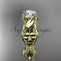 14k yellow gold leaf and flower diamond unique engagement ring ADLR382