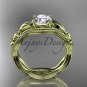 14k yellow gold leaf and flower diamond unique engagement ring ADLR382