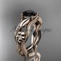 14k rose gold leaf and flower diamond engagement ring with a Black Diamond center stone ADLR382