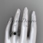 Platinum leaf and flower diamond engagement ring with a Black Diamond center stone ADLR382