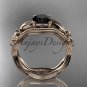 14kt rose gold diamond celtic trinity knot engagement ring with a Black Diamond center stone CT7382