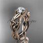 14kt rose gold diamond celtic trinity knot engagement ring with a  Moissanite center stone CT7382