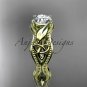 14kt yellow gold diamond celtic trinity knot engagement ring with a Moissanite center stone CT7382