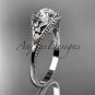 14k white gold leaf and flower diamond unique engagement ring ADLR377