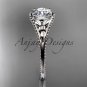 14k white gold leaf and flower diamond unique engagement ring ADLR377