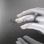 14k white gold leaf and flower diamond unique engagement ring ADLR377