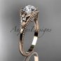 14k rose gold leaf and flower diamond unique engagement ring ADLR377