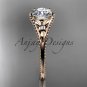 14k rose gold leaf and flower diamond unique engagement ring ADLR377