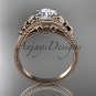 14k rose gold leaf and flower diamond unique engagement ring ADLR377