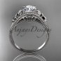 14k white  gold diamond engagement ring with a Forever One Moissanite center stone ADLR377