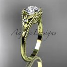 14k yellow gold diamond engagement ring with a Forever One Moissanite center stone ADLR377