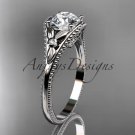 Platinum diamond engagement ring with a Forever One Moissanite center stone ADLR377